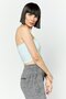 Women Brand Logo Print Strapless Top, Light Blue - 3