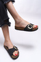 Hosrathla Women's Single Buckle Slippers 0012603 Matte Black - 3