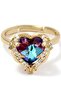Gold Color Angel Wing Colorful Stone Heart Ring Bby52
