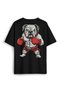 Bulldog Fight with Boxing Gloves Sport Gym T-Shirt Black Unisex
