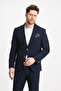 Polli Men's Dark Navy Blue Polyamide-Tech Flexible Summer Cool Fabric Slimfit 2-Piece Suit - 4