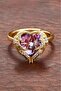 Gold Color Angel Wing Colorful Stone Heart Ring Bby52 - 3