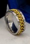 Unisex Anti-Stress Stainless Steel Wedding Band Ring with Rotating Chain Detail CL43 - 3