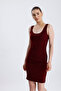Ribbed Tank Neck Dress - 6