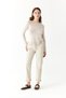 Women's Stone Color Crew Neck Knitwear Sweater