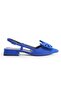 Feles Ribbon Detailed Open Back Women's Ballerina Shoes Blue - 4