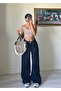Women's Navy Blue Loose Cut Baggy Jean - 4