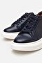 Genuine Leather Navy Blue Men's Casual Shoes - 5