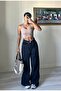 Women's Navy Blue Loose Cut Baggy Jean - 2