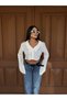 Women's Collar Detailed Sleeve Pleated Crop Shirt Blouse - 4