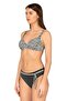 Women's Zigzag Patterned Gathering Bikini Set with Tie Detail - 3