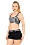 Women's Geometric Patterned Bikini Set with Gathering Shorts - 2