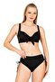 Women's Bow Detailed Black Plus Size Bikini Set