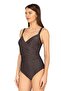 Women's Double Breasted Neckline Black Swimsuit - 3