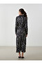 Mixed Pattern Satin Women's Shirt Dress - 4