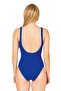 Women's Basic Square Neck Cobalt Blue Gathering Swimming Suit - 2