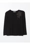 Lcw Grace Crew Neck Rhinestone Women's Blouse - 5