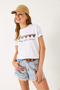 Women's White Short Sleeve Colorful Heart Printed Basic T-Shirt 60602017 - 2
