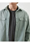 Khaki Comfortable Fit Long Sleeve Gabardine Men's Shirt Jacket - 3