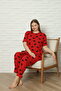 Women's Short Collar Cotton Heart Printed Comfortable Pajama Set - 3