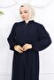 Zippered Ferace with Shirring Detail Navy Blue 1008 - 2