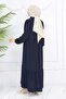 Zippered Ferace with Shirring Detail Navy Blue 1008 - 5