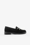 Black Suede Genuine Leather Laceless Buckle Women's Loafer Casual Shoes