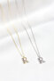 Silver Color Zircon Stone Steel Letter Necklace(51 cm) - 3