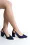 Women's Silk Satin Design Thick Heeled Pointed Toe Ankle Strap Heeled Shoes - 4