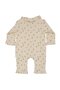 Baby Girl Ecru Little Floral Sleeves Ruffled Baby Collar Snap Jumpsuit - 3