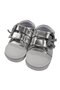 Baby Girl Metallic Gray Glitter Bow Velcro Leather Shoes - 2