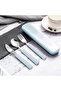Flatware Set Children Utensils 18/10 Stainless Steel Knife Spoon Fork with Travel Case (Blue) - 5