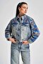 Women's Denim Color 4S5-32 Embroidery Detailed 100% Cotton Design Denim Jacket - 2