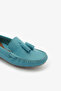 Blue Genuine Leather Loafer Shoe Tasseled Women's Flat Shoes - 4