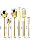 6 Piece Hammered Gold Silverware Sets, 1810 Stainless Steel Gold Flatware Set with Round Handle - 7