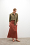 Women's Khaki Soft Textured Oversize Modal Long Sleeve Shirt - 5