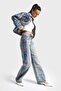 Women's T-Shirt Color 4S5-32 Side Embroidered Straight Fit High Waist Design Denim Jeans - 2