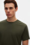 Slim Fit Khaki Crew Neck 100% Cotton Breathable T-Shirt - 2