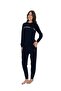 20111 Women's Navy Blue Long Sleeve Round Neck Pajama Set