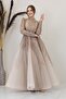 Draped Front Appliqué Embroidered Kübra Evening Dress
