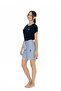 20034 Women's Navy Blue Short Sleeve Round Neck Belted Shorts Suit - 3