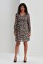 E0040-leopard Pattern Maternity Qeen Crep Mini Dress - 2
