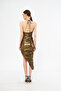 Shiny Bronze Party Dress Asymmetrical Cutout Glop Support - 3