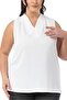 Plus Size Shoulder Pleat Detail V-Neck Sleeveless White Blouse - 4