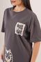 Back and Front Cat Printed Anthracite T-Shirt - 3