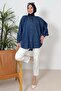 Azelya Pocket Denim Shirt 1386 - Dark Blue - 3