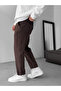 Brown Textured Basic Cotton Trousers Res-1077 - 5