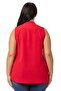 Plus Size Pleated Shoulder Detail V-Neck Sleeveless Red Blouse - 3