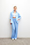 Women's Blue Linen Blended Loose Cut Trousers - 4