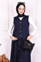 Navy Blue Vest Skirt Suit - 3